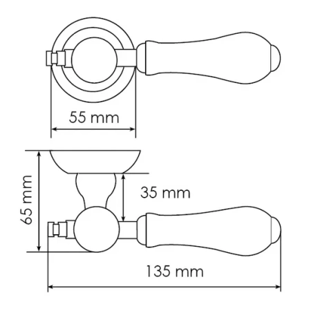 Ручка дверная MART MH-42-CLASSIC PG/W раздельная на круглой розетке, цвет золото/белый, ЦАМ