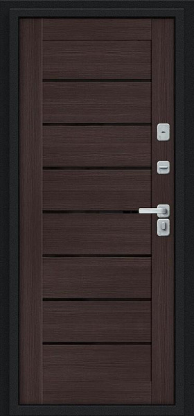 Металлическая дверь Техно Д2/BChrome Букле черное/Wenge Melinga