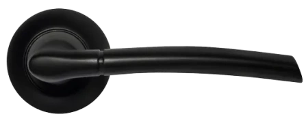 Ручка дверная ПИЗА MH-06 BL на круглой розетке, цвет черный, ЦАМ Light