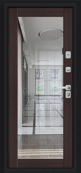 Металлическая дверь Thermo Флэш Декор-2 Букле чёрное/Wenge Veralinga