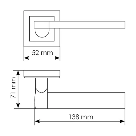 Ручка дверная AGBAR MH-21 SN/BN-S раздельная на квадратной накладке, цвет бел. никель/черн. никель, ЦАМ Light
