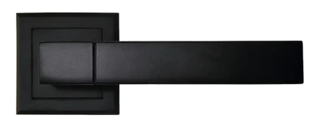 Ручка дверная FUKOKU MH-28 BL-S раздельная на квадратном основании, цвет черный, ЦАМ