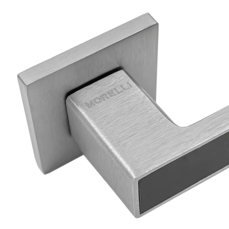 Ручка дверная SULLA  MH-48-S6 SSC/BL на квадратной розетке 6 мм, цвет суперматовый хром / черный, ЦАМ Light