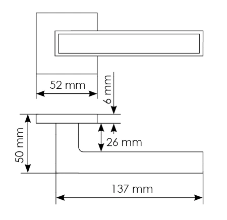 SULLA, ручка дверная, на квадратной накладке MH-48-S6 SC/BL, цвет - мат.хром/черный