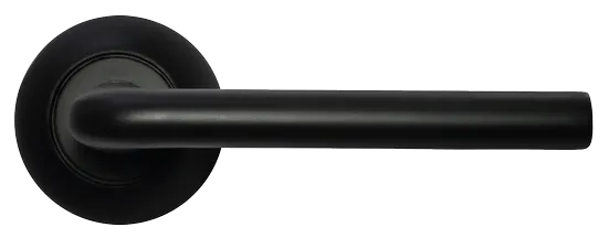 Ручка дверная КОЛОННА MH-03 BL раздельная на круглом основании, цвет черный, ЦАМ Light
