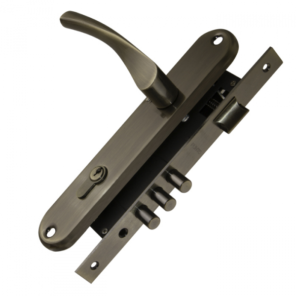 Замок Punto (Пунто) цилиндровый в комплекте с ручкой LOCKSET90.CRONA.4585-3 (KIT P90 4585/3 CRONA) AB бронза
