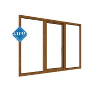 Трехстворчатое окно VEKA WHS 60 (2000ш х 1500в) двухкамерное, цвет Белый/Золотой дуб