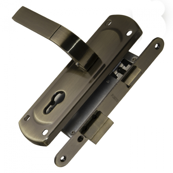 Корпус замка Punto (Пунто) с ручкой LOCKSET25.ORION.5558-1 (KIT P25 5558 ORION) AB бронза