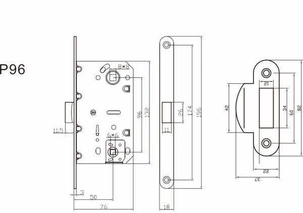 Защелка сантехническая пластиковая P96SN (мат.никель)
