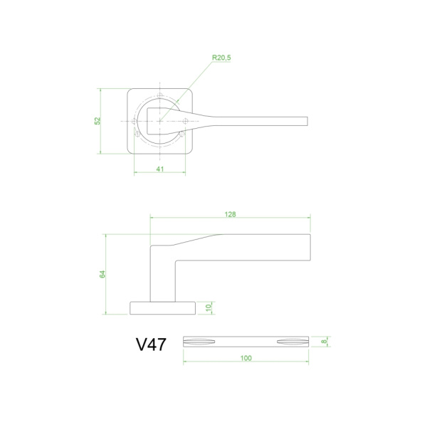 Ручки дверные V47SG  (сатин золото)