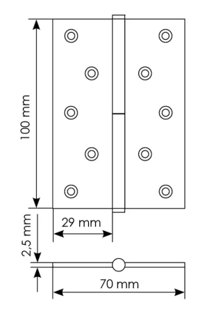 Петля разъемная карточная MSND 100X70X2.5 SC R с подшипником стальная правая, врезная, цвет матовый хром