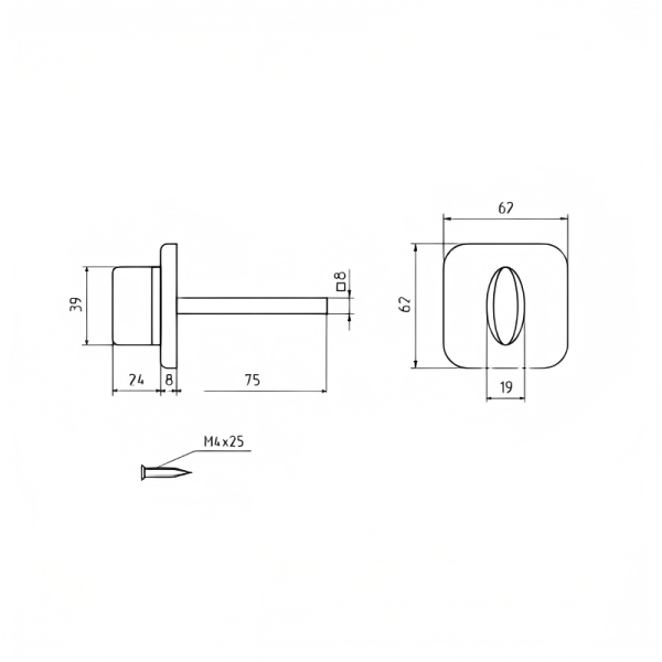 Накладка фиксатор GK1 BL 8х8 мм (черный)
