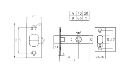 Задвижка межкомнатная  D45AB (бронза)