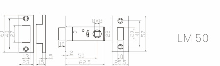 Защелка межкомнатная магнитная LM50SN (мат.никель)