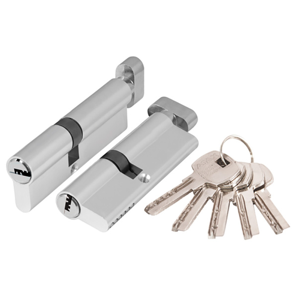 Цилиндровый Ajax (Аякс) механизм (AX202/60) AX2002Knob60 (25+10+25) CP хром с вертушкой