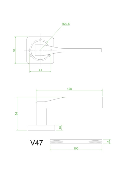 Ручки дверные V47BL-2 (черный)