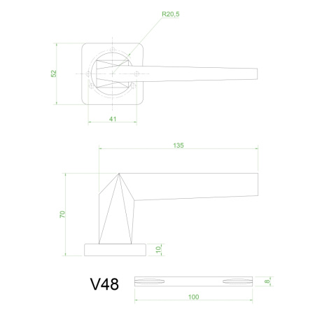 Ручки дверные V48BL-2 (черный)