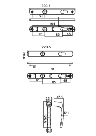 Ручки на планке V1-85W (белый RAL 9016)