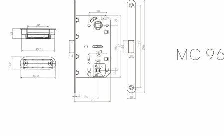 Защелка сантехническая магнитная MC96GR (графит)