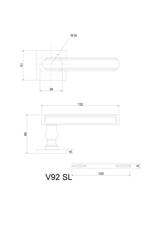 Ручки дверные алюминиевые V92BL-2 SL (черный)