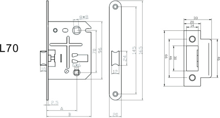 Защелка сантехническая L70BL (черный)