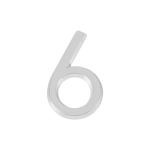 Цифра Fuaro (Фуаро) &quot 6&quot самоклеящаяся ABS (50х37) (FUARO) CP хром